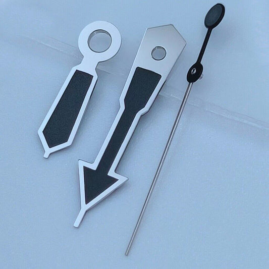 Aiguilles de montre luminescentes vertes peintes en noir avec garniture argentée de 12,5 mm pour NH35 NH36 7S26 7S36