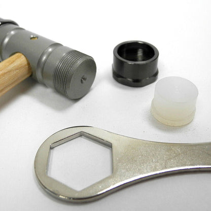 Swiss Bergeon 30417 hammer with replaceable brass and synthetic ends for delicate watch repairs.