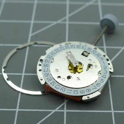 Swiss Made Ronda 774 quartz watch movement with date display, precise timekeeping for watch accessories.