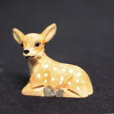 New Cute Handmade Lying Deer Wooden Figurine Sculpture Decorative Artwork