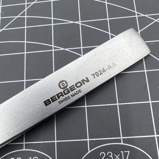 Swiss Bergeon 7024-AA anti-magnetic tweezers 125mm, precise watch repair tool for delicate components.