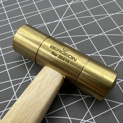 Bergeon 30416 brass hammer by Swiss Made, ideal for precise watch accessory adjustments and repairs.