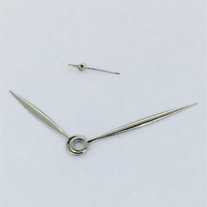 Long polished silver watch hands for ST3600/ST3620/ETA6497/6498 movements, precision fit.