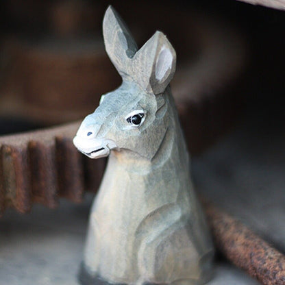Handcrafted Little Donkey wooden figurine, perfect rustic decor for home or office.