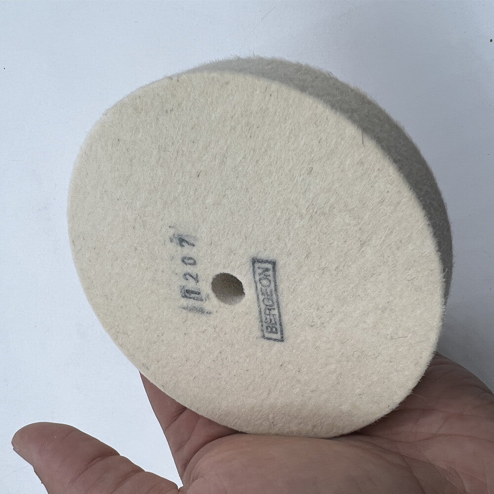 Bergeon 1207 white felt polishing wheel, Swiss-made for precise watch accessory finishing and polishing.