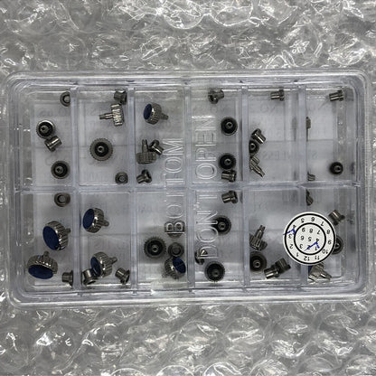 AC-663S stainless steel screw type crown set, 24PCS for watch accessory replacements.