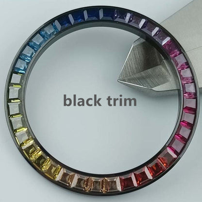 39mm colorful imitation diamond bezel for VK63 watch movement, vibrant accessory enhancing timepiece style.