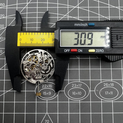 Dandong Silver watch accessory displaying hollow automatic mechanical movement with precise second stop function.