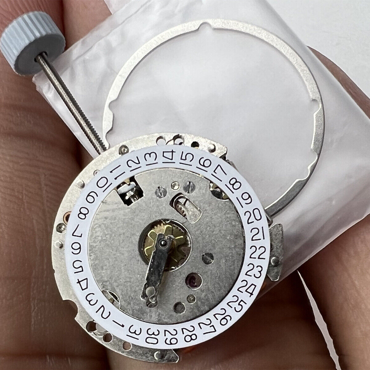 Ronda 775 Swiss quartz watch movement with date display at 3 o'clock for precise timekeeping