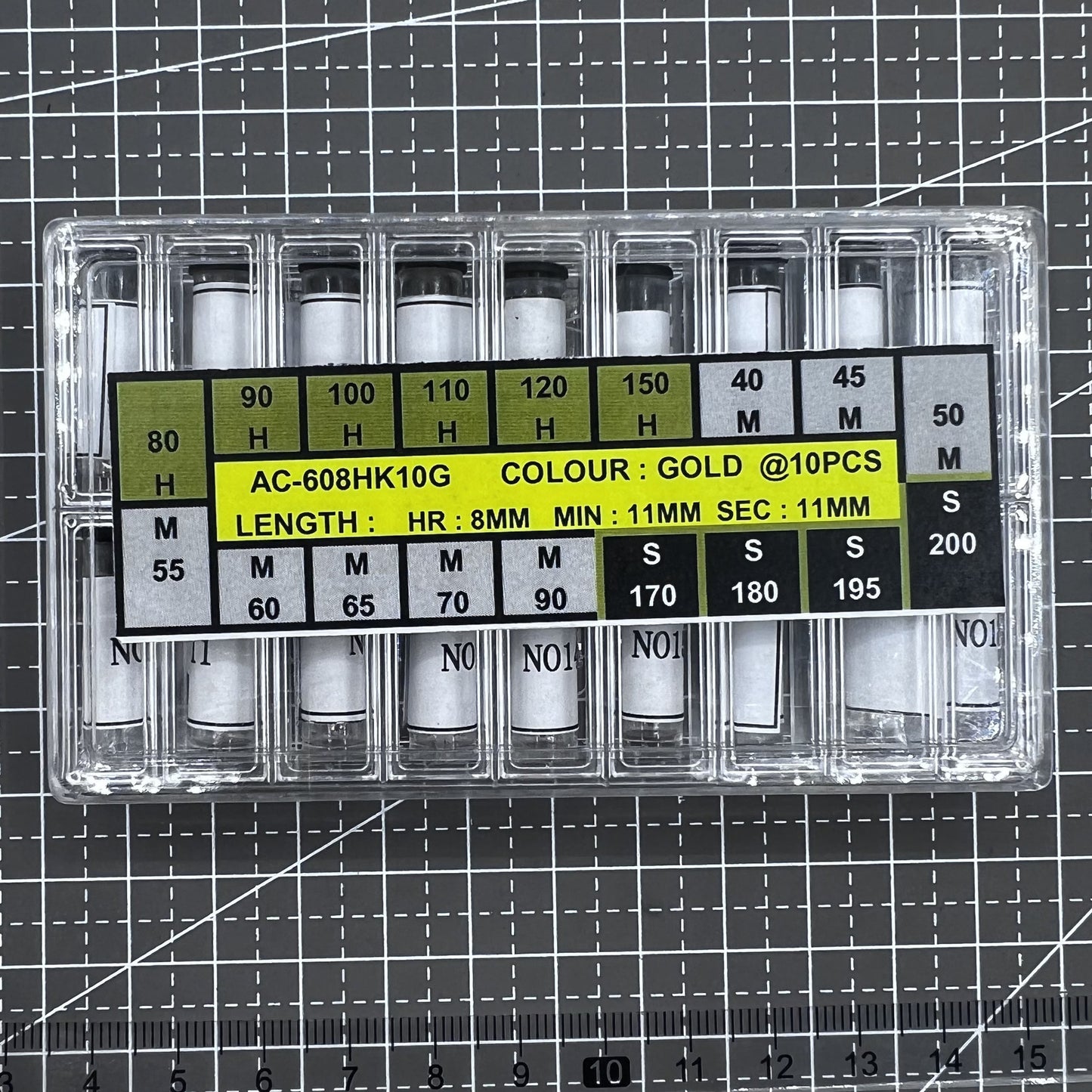 18 Größensortiment Uhrenzeiger Set Goldene Stunden Minuten Sekunden