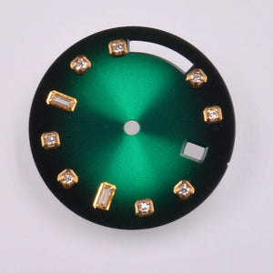 28.5mm No Lume No Scale Golden Nail Green Watch Dial for Seagull ST1644 Movement