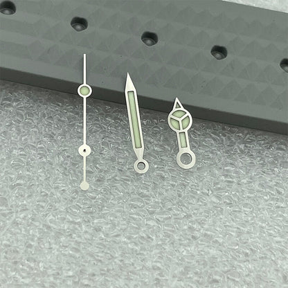 C3 green luminous watch hands set by P1-7-A for SKX/SBBN with NH35A/NH36 movement, precise and glowing.