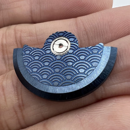 Blue Sea Wave carved rotor oscillating weight for Miyota NH35 NH36 watch movement, detailed design