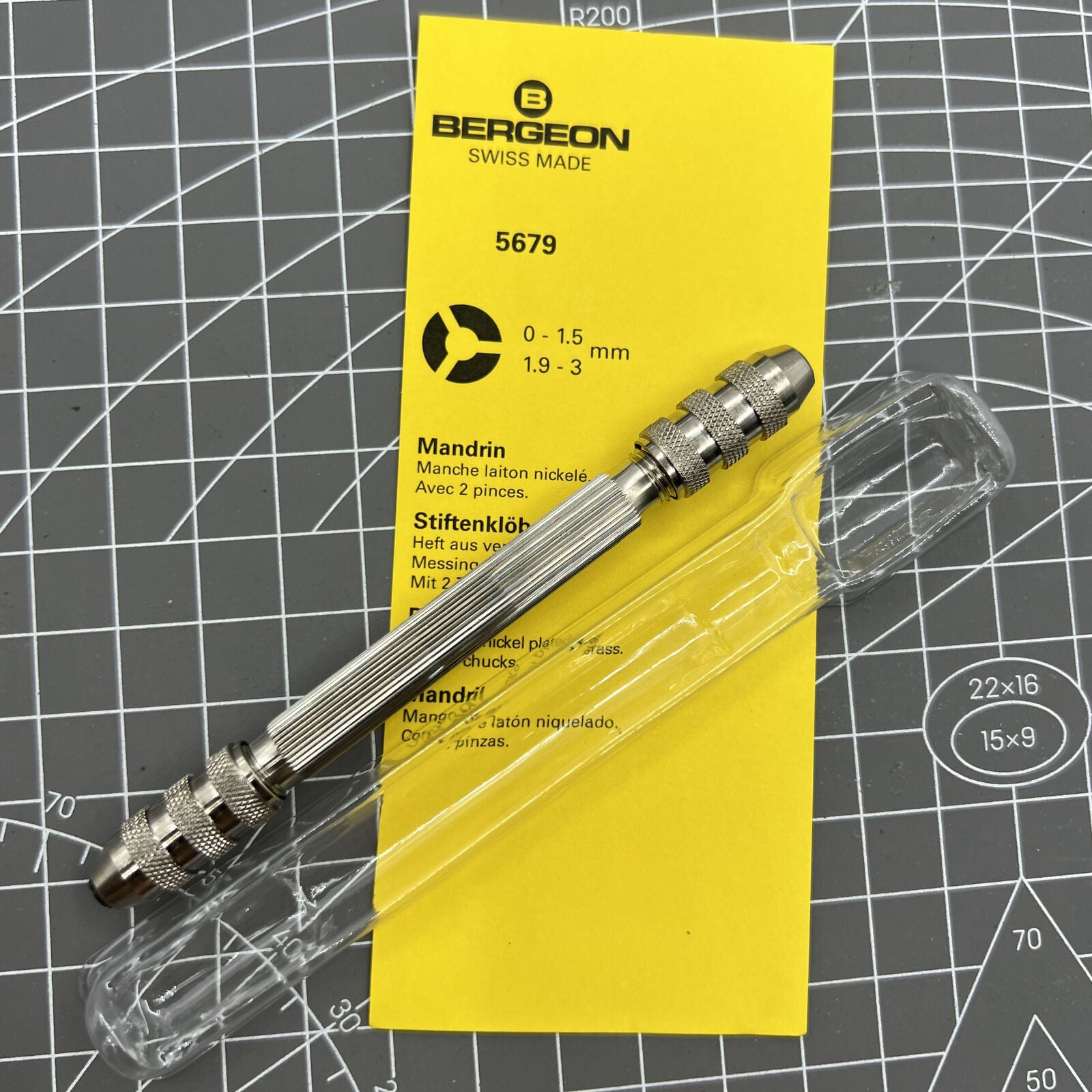 Bergeon 5679 Swiss Made pin vice tool for precise watch case and strap opening, adjustable 0-3 mm capacity