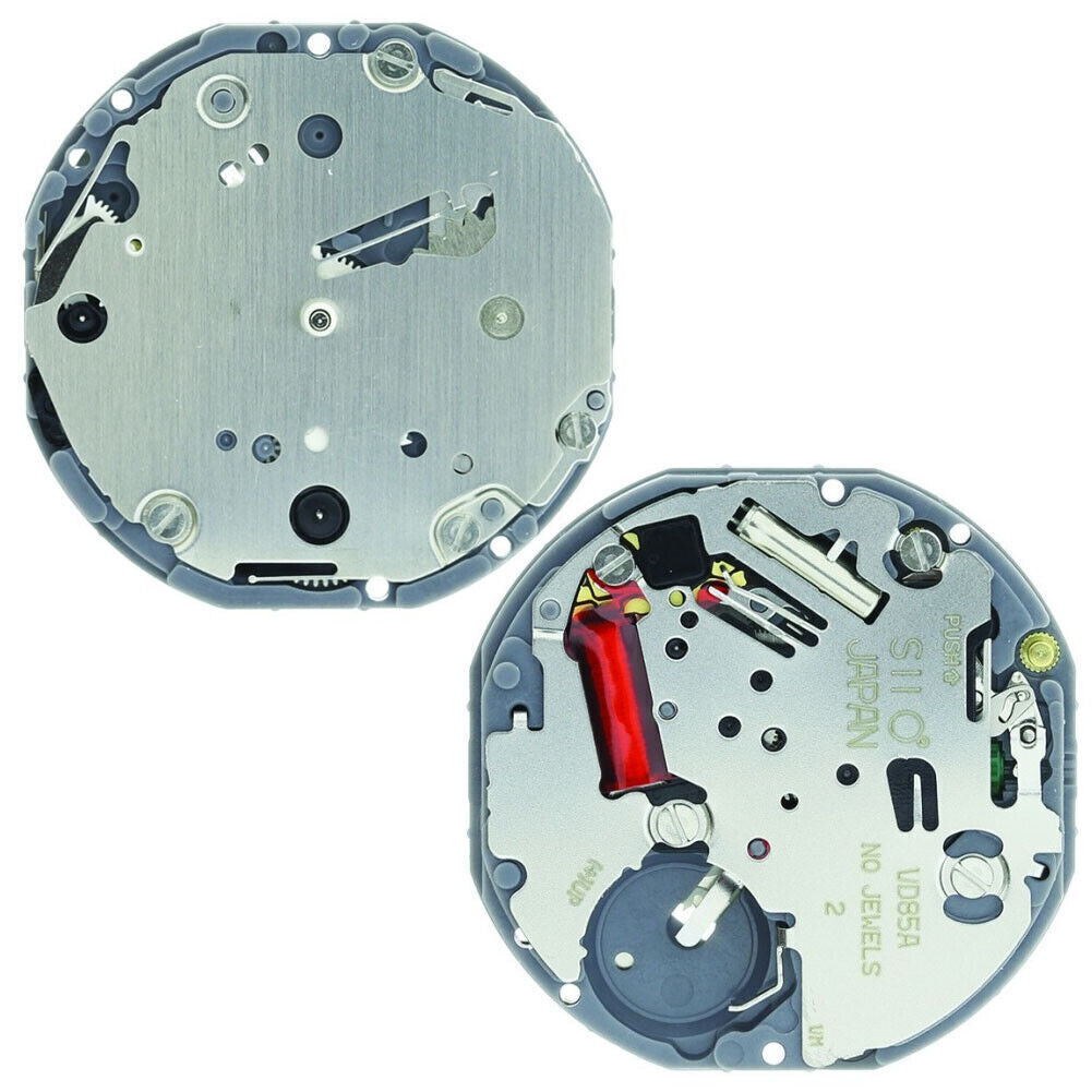 Hattori Epson VD85A quartz watch movement with precise Japan-made mechanism for reliable timekeeping.