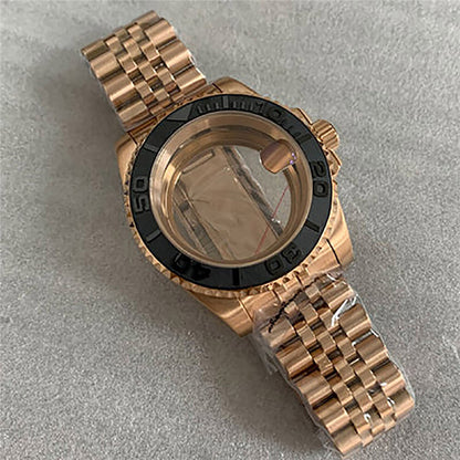 40 mm goldenes Uhrengehäuse-Armband für NH35/36-Uhrwerk, modifiziertes Saphirglas 