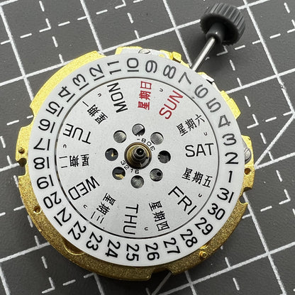 Golden plated watch featuring Miyota/Citizen 8205 automatic movement, durable and precise timepiece.