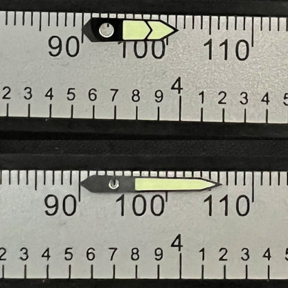 Aiguilles de montre de plongée lumineuses vertes C3 12 mm avec garniture argentée pour SKX/SBBN NH35A/NH36