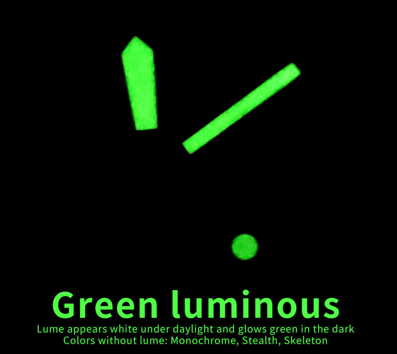 Luminous green watch hands set designed for NH35/NH36 movement, perfect for precise watch repairs.