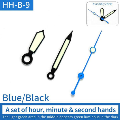 Aiguilles de montre vertes lumineuses pour réparation de montres à mouvement NH35/NH36 