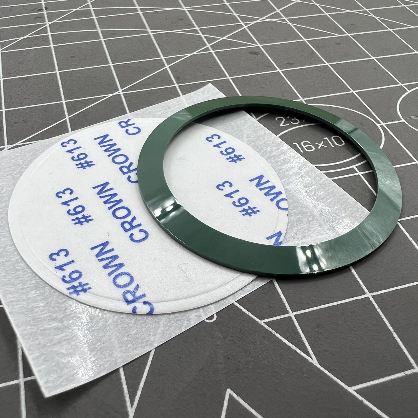 Forest Green 38mm ceramic watch bezel insert with no carved font, beveled design for accessories.