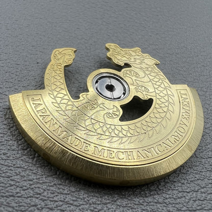 Golden Dragon engraved oscillating weight rotor for NH35 NH36 watch movement, enhancing Seiko-style automatic watches.