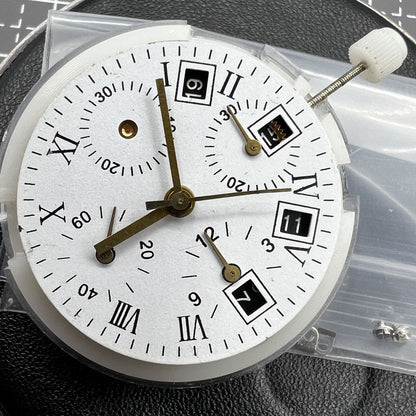 China 7750 automatic chronograph watch movement with single calendar, precise ETA 7750 configuration.