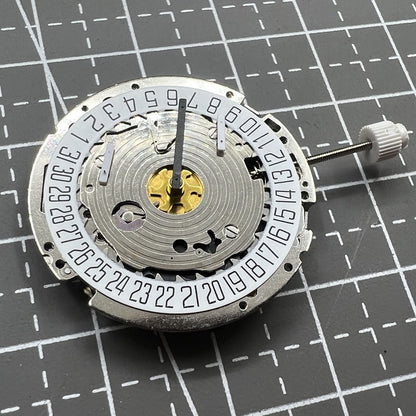Silber ISA 8171 watch movement with 5 hands and white single calendar dial at 6 o?clock by Silber brand.