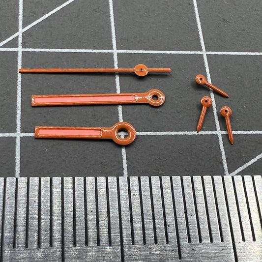 Aiguilles de montre peintes en orange avec garniture orange de 12,5 mm pour mouvement Epson VD53 VD54 VD57