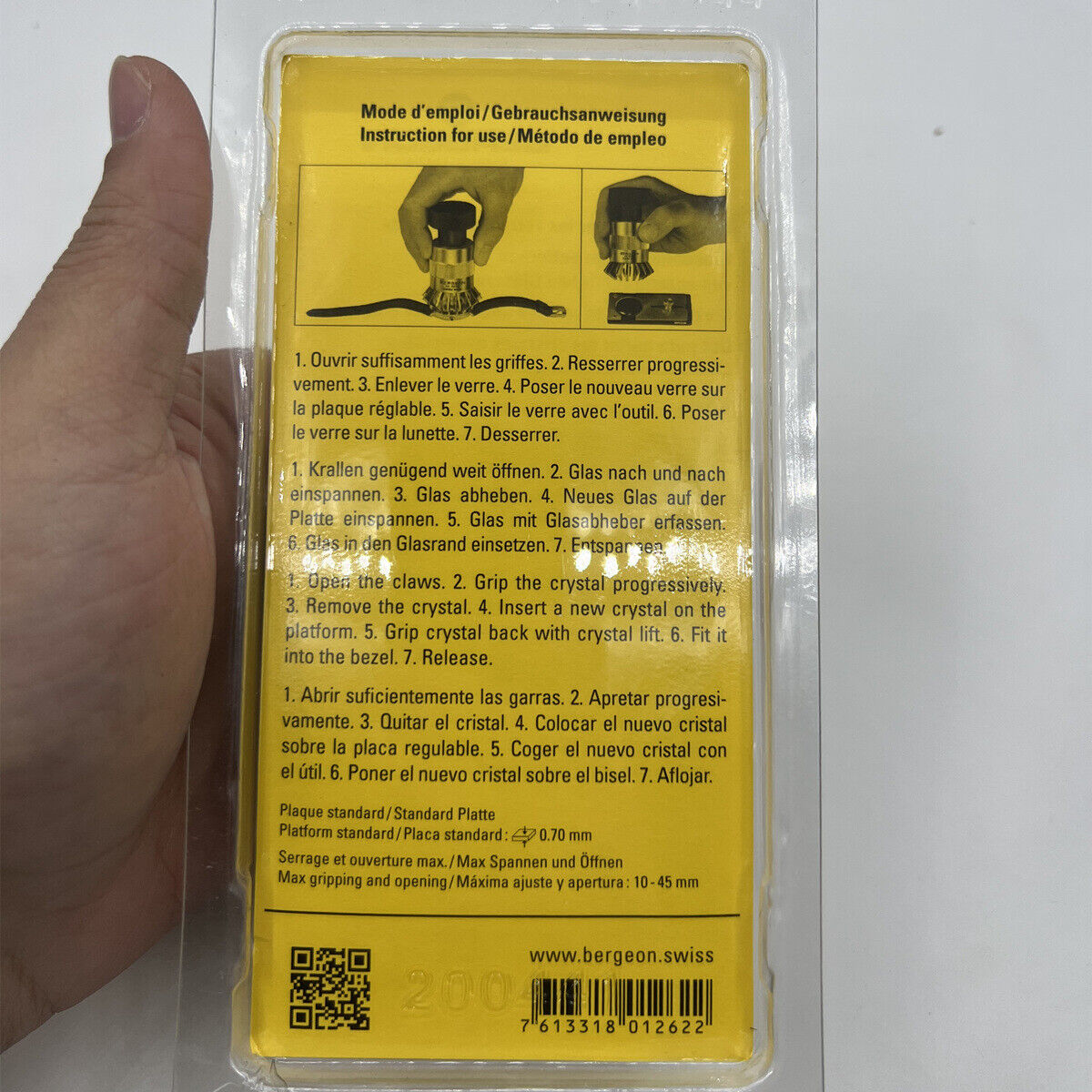 Bergeon 4266 adjustable watch crystal remover tool for 10-45mm crystals, precision accessory for watch repair