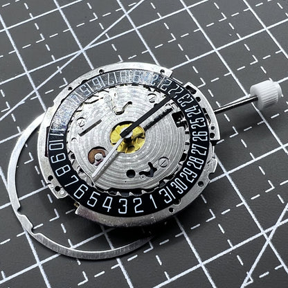 Swiss ISA 8171A Quartz Movement Black Disk 4 Hands Date At 6