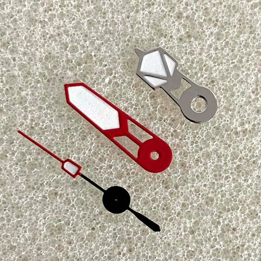 12,5 mm Silber + Rot Grün Lume Uhrzeiger-Set passend für NH35/NH36/4R/7S Uhrwerk