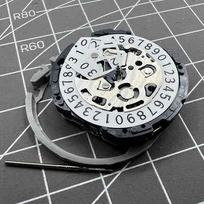 Epson YM04A quartz watch movement with big date display, precise timekeeping for watch repairs.