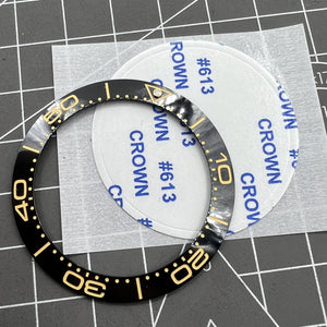41.5mm/32.5mm Black Bezel Yellow Font Ceramic Watch Bezel Insert
