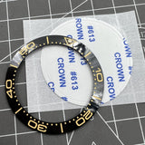 41.5mm/32.5mm Black Bezel Yellow Font Ceramic Watch Bezel Insert