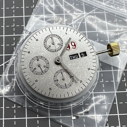 Cadran noir 7750 Mouvement chronographe 3 aiguilles Petite seconde à 9 jours Date