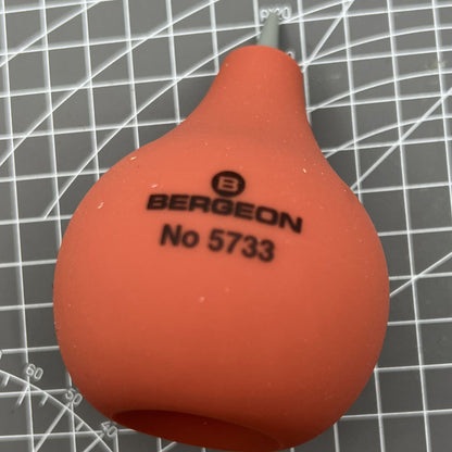 Swiss Made Bergeon 5733 rubber dust blower for cleaning watches and watchmaker tools.