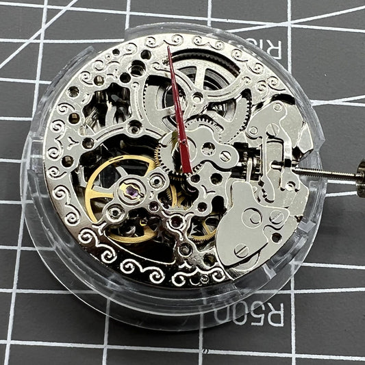 TY2807 Skeleton Automatic watch movement replacement part, precise mechanical design for T16 models.