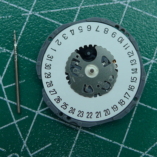 Hattori Epson TMI VJ34B quartz watch movement with date at 6, crafted in Japan for precision and durability.