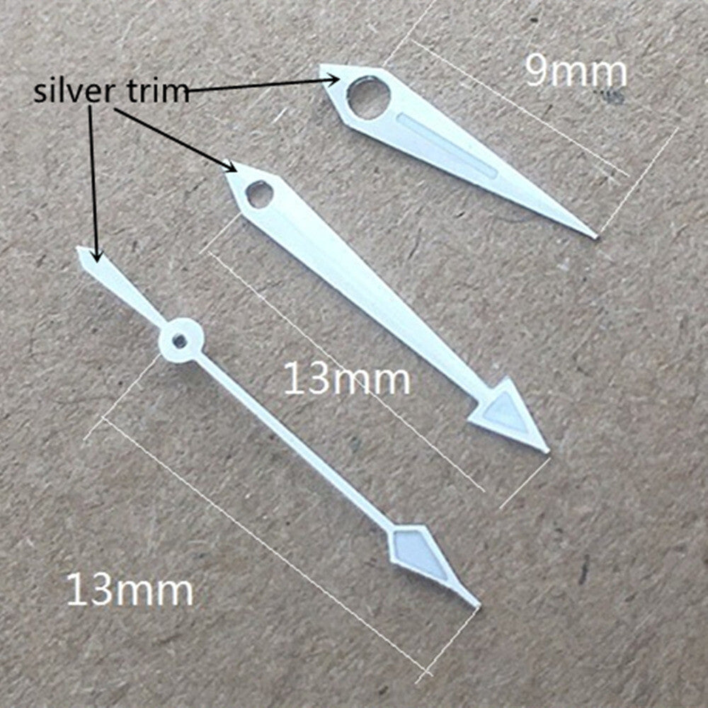 Arrow-shaped 13mm luminous watch hands by Seagull for ST6 automatic mechanical movement, enhancing visibility and style.