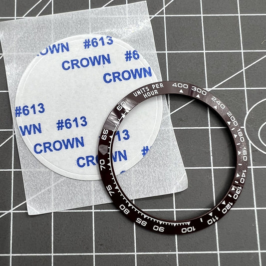 37,65*30,7mm Uhr Lünette Keramik Hang Braun Hintergrund Weiß Schrift für Daytona 