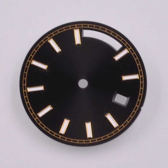 28.5mm Green Lume Golden Trim Nail Black Watch Dial for Seagull ST1644 Movement