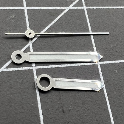 Silver trim green luminous 17mm watch hands set, compatible with Miyota 2035 2115 2105 2305 movements.