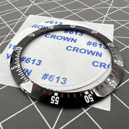 38 mm/30,5 mm Regenbogen-Lünette, weiße Schrift, Aluminium-Uhrenlünette, Einsatzuhr