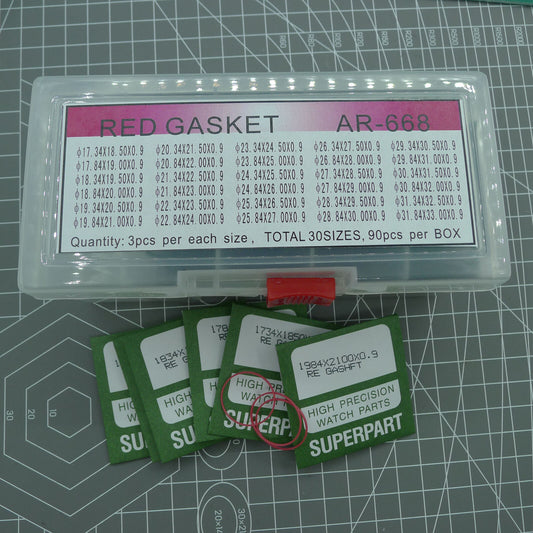 Set of 90 AR-668 waterproof O ring watch back gasket washers in 30 sizes for precise sealing and durability.