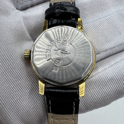 27mm Kongque silver dial watch with golden markers, manual mechanical movement, 19 jewels, China made by Kongque.