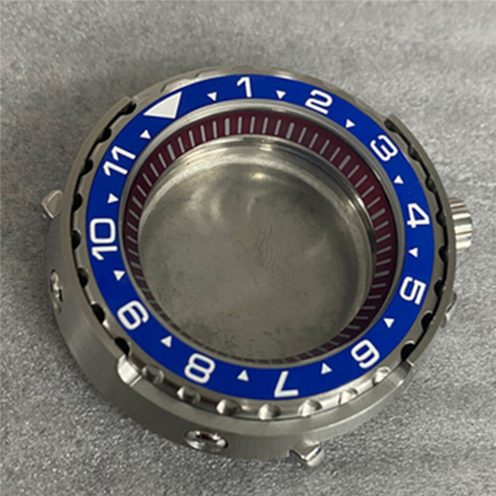 45MM stainless steel watch case with mineral glass, compatible with NH35/36 movements, durable and stylish accessory.