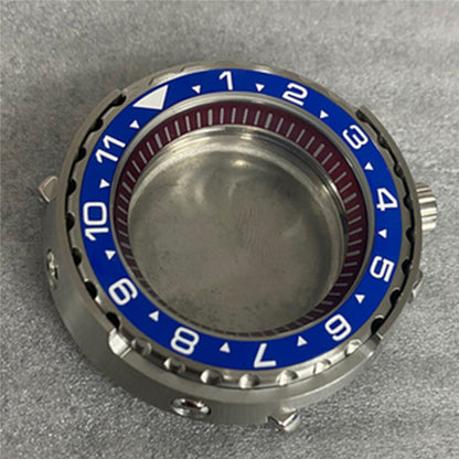 45MM stainless steel watch case with mineral glass, compatible with NH35/36 movements, durable and stylish accessory.