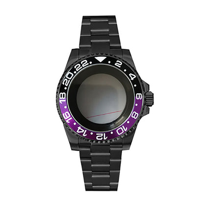 Boîtier de montre 40 mm avec bracelet en acier inoxydable noir PVD et verre saphir pour NH35/NH36 