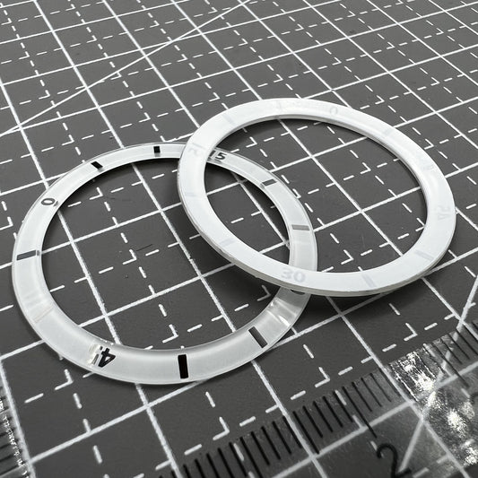 2 Stück weiße 31mm Keramik Lünette mit Zahlen für Herren Damen Uhren